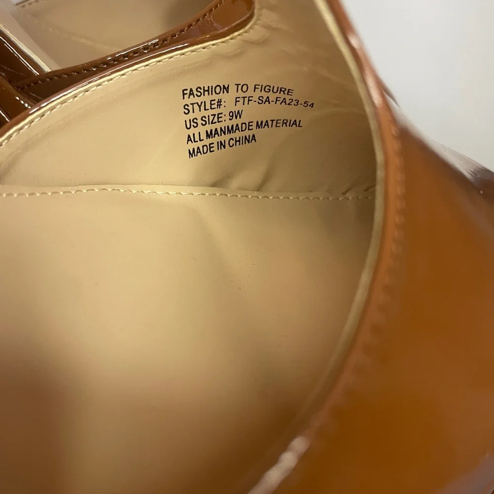 Maria Platform Heels| Cognac Patent | Size 9W| Fashion to Figure - Picture 2 of 11